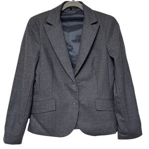 {Theory} "Rowan" Tailored Stripe Virgin Wool Blend Blazer Suit Coat Jacket